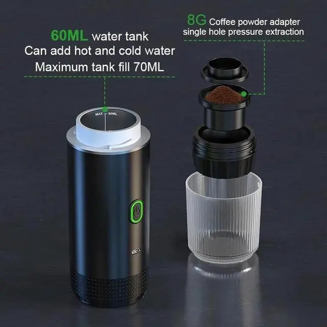 Alt view image 4 of 7 - 3-in-1 Wireless Electric Portable Espresso Coffee Maker Machine Travel Camping