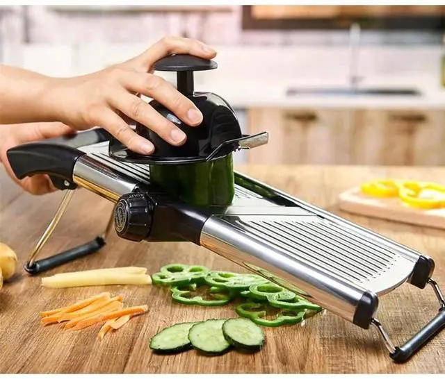 Alt view image 3 of 7 - Adjustable Stainless Steel Mandoline Food Slicer Fruit Vegetable Chopper Cutter