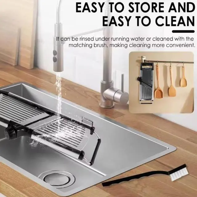 Alt view image 6 of 7 - Adjustable Stainless Steel Mandoline Food Slicer Fruit Vegetable Chopper Cutter