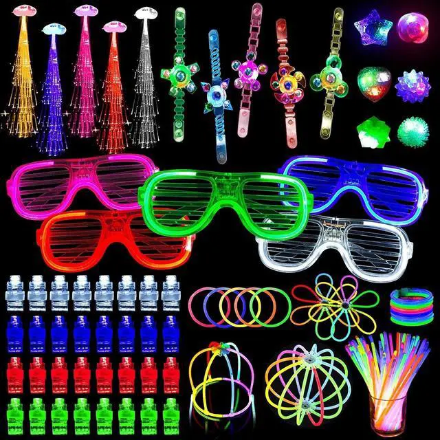 Main image of 153 Packs Glow in the Dark Party Supplies LED Light Up Toys Bulk Party Favors