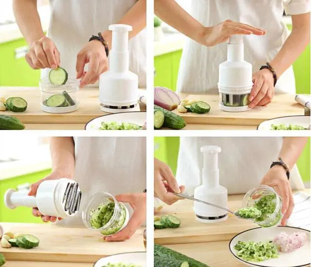 Alt view image 6 of 6 - Pressing Vegetable Garlic Onion Food Chopper Cutter Slicer Peeler Dicer White