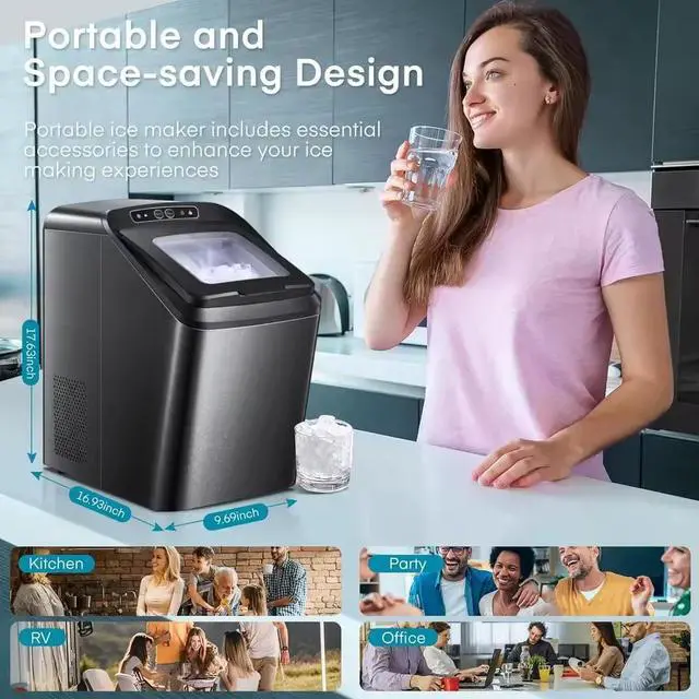 Alt view image 5 of 7 - Gevi Countertop Nugget Ice Maker Machine 28lb/24 SelfCleaning Portable Ice Maker