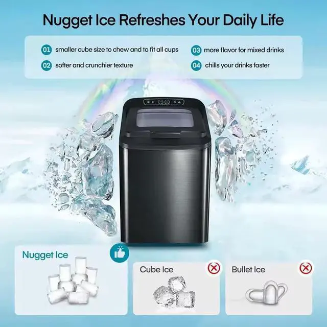 Alt view image 2 of 7 - Gevi Countertop Nugget Ice Maker Machine 28lb/24 SelfCleaning Portable Ice Maker