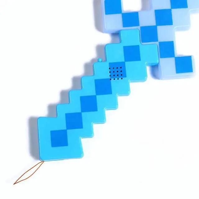 Alt view image 5 of 5 - Light-Up Diamond Pixel Sword LED Motion Activated Flashing Lights 24 inch Blue