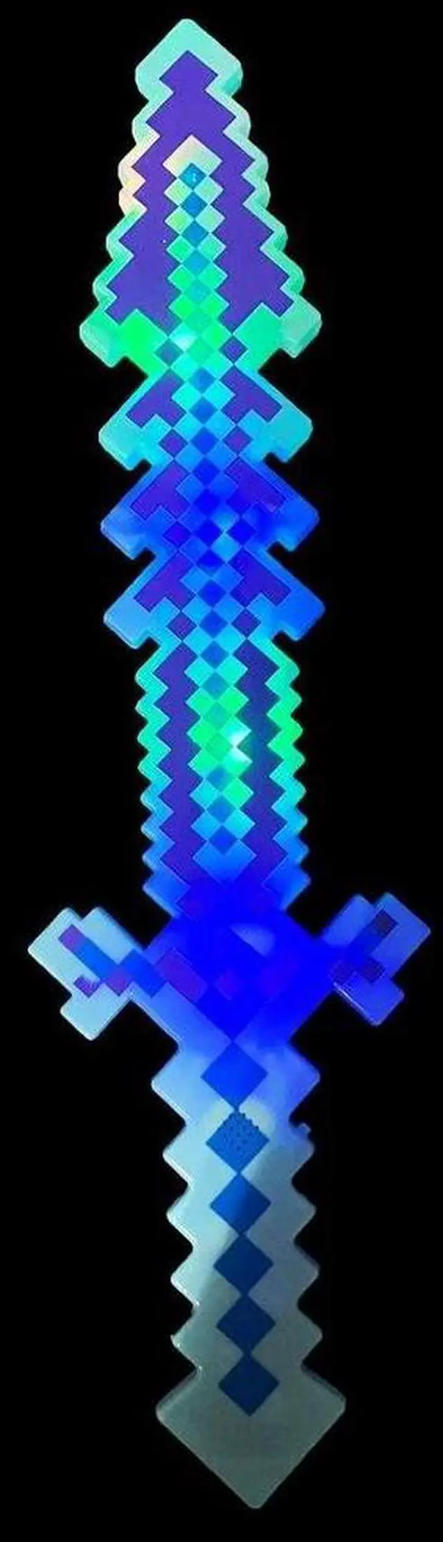 Alt view image 2 of 5 - Light-Up Diamond Pixel Sword LED Motion Activated Flashing Lights 24 inch Blue