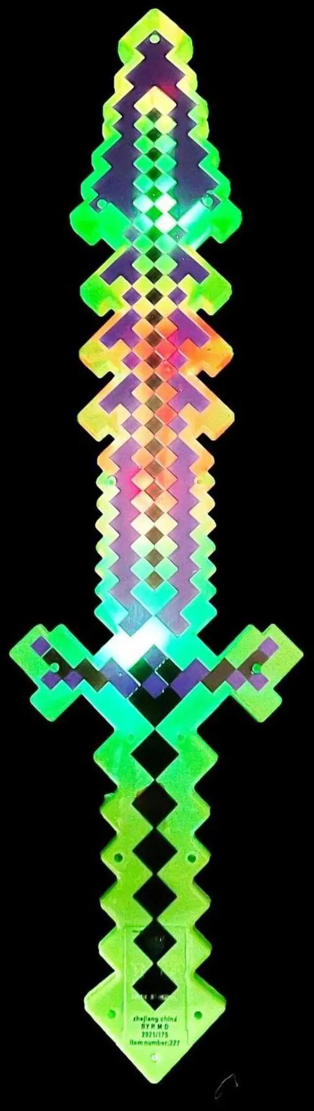 Alt view image 3 of 5 - Light-Up Diamond Pixel Sword LED Motion Activated Flashing Lights 24 inch Blue