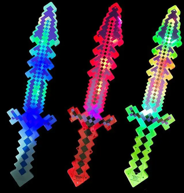 Main image of Light-Up Diamond Pixel Sword LED Motion Activated Flashing Lights 24 inch Blue