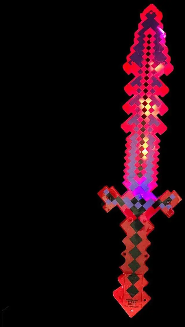 Alt view image 4 of 5 - Light-Up Diamond Pixel Sword LED Motion Activated Flashing Lights 24 inch Blue
