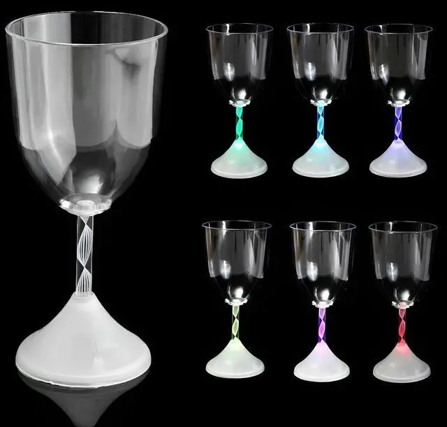 Alt view image 2 of 7 - LED Light Up Flashing Wine Goblet Wine Glasses, Set of 6