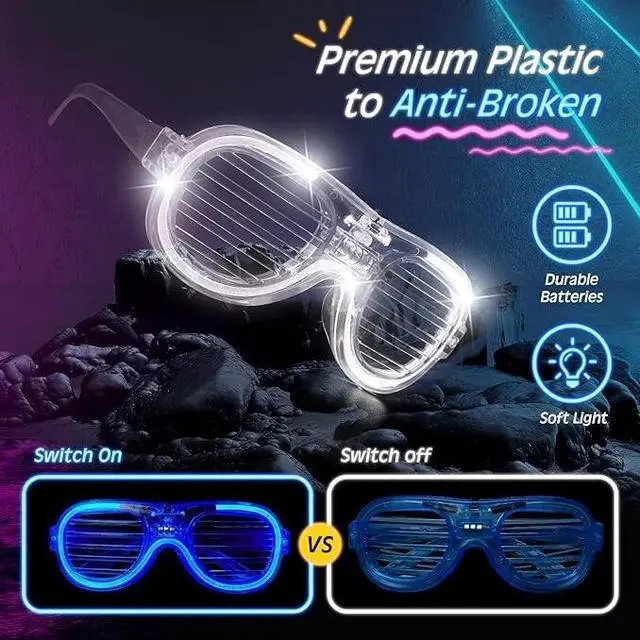 Alt view image 3 of 4 - 12 Frame LED Flashing Glasses Light Up Sunglasses Wedding Party Favor Packs