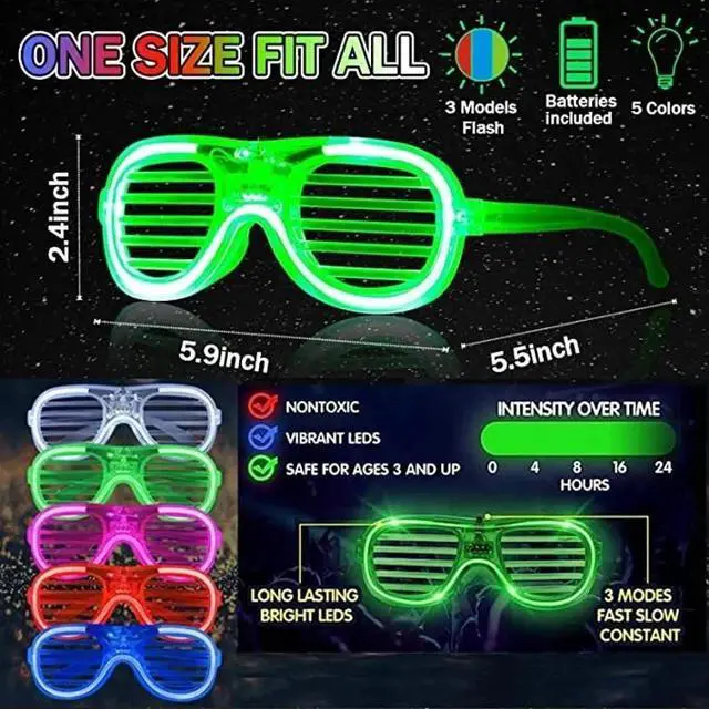 Alt view image 4 of 4 - 12 Frame LED Flashing Glasses Light Up Sunglasses Wedding Party Favor Packs