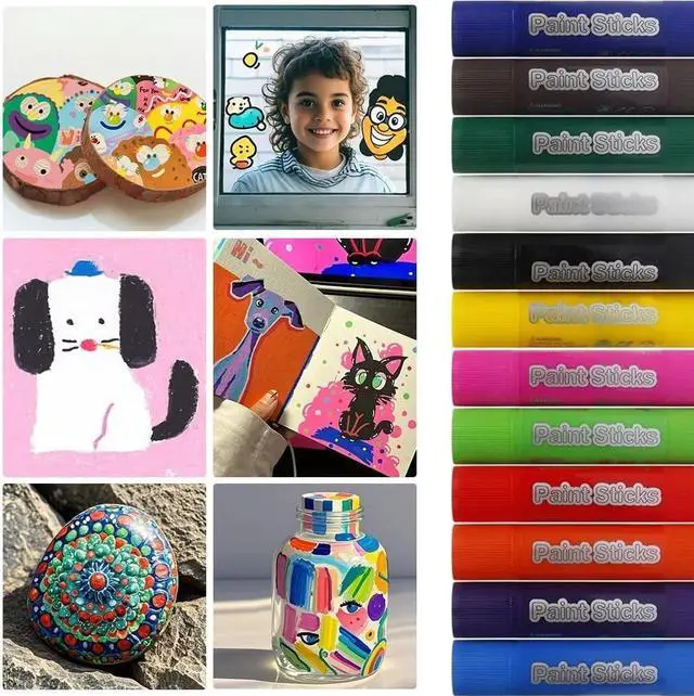 Alt view image 6 of 7 - 36 Colors Tempera Paint Sticks Set Quick-Drying & WashableArt Supplies for Kids