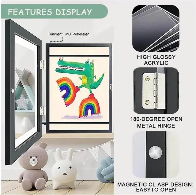 Alt view image 2 of 7 - 8.5x11 Kids Art Frames Art Display Frame Drawing Portfolio Storage Frame 2 pks