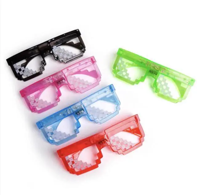 Alt view image 5 of 5 - Light up Pixel Glasses Cool Kids Glow in the Dark Party Favors Supplies, 12 Pack