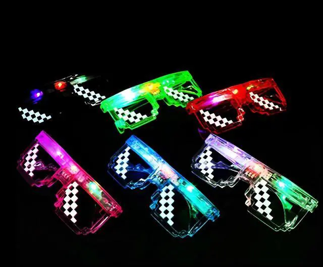 Alt view image 3 of 5 - Light up Pixel Glasses Cool Kids Glow in the Dark Party Favors Supplies, 12 Pack