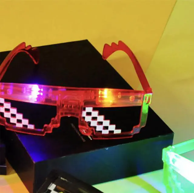 Alt view image 4 of 5 - Light up Pixel Glasses Cool Kids Glow in the Dark Party Favors Supplies, 12 Pack