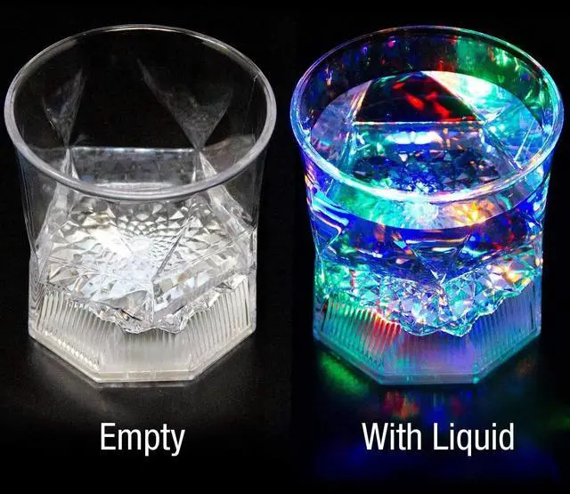 Alt view image 2 of 7 - Liquid Activated Multicolor LED Glasses Fun Light Up Drinking Tumblers 6oz 4pc