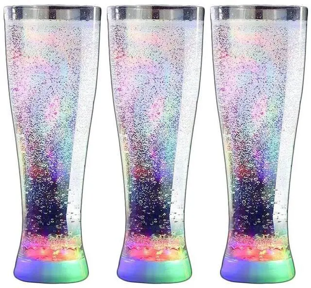Main image of Led Light-up Pilsner Beer Glass, Glow in the Dark Cups for Party ,Set of 3
