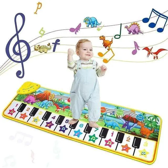 Main image of Piano Mat for Kids 43" x 14" Floor Music Mat with 10 Demo Songs 8 Dinosaur Sound
