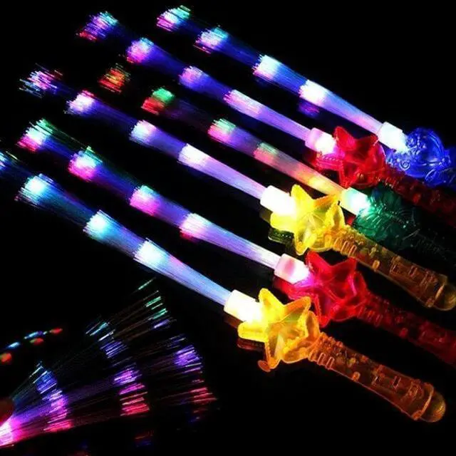 Alt view image 4 of 7 - LED Fiber Optic Wands Light Up Fiber optic Glow Stick Star Heart Butterfly 8 PC