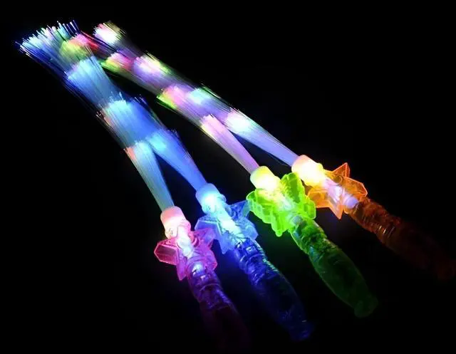 Alt view image 2 of 7 - LED Fiber Optic Wands Light Up Fiber optic Glow Stick Star Heart Butterfly 8 PC