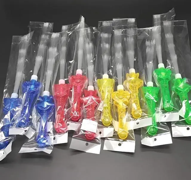 Alt view image 7 of 7 - LED Fiber Optic Wands Light Up Fiber optic Glow Stick Star Heart Butterfly 8 PC