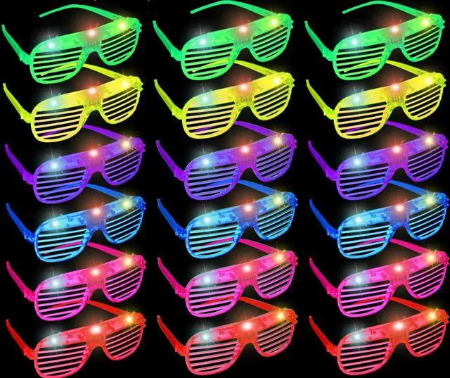 Main image of 18 PCS LED Shutter Glasses Light Up Shades Flashing Rave Wedding Party Birthday