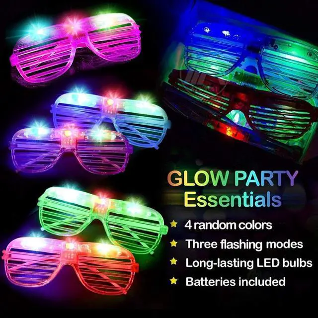 Alt view image 2 of 6 - 18 PCS LED Shutter Glasses Light Up Shades Flashing Rave Wedding Party Birthday