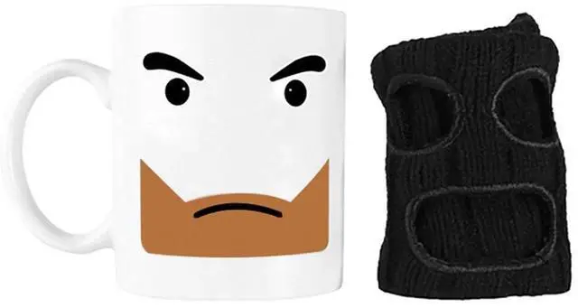 Alt view image 4 of 4 - Mugga Mug With Removable Balaclava - Cup Tea Thumbs Novelty Kitchen Office