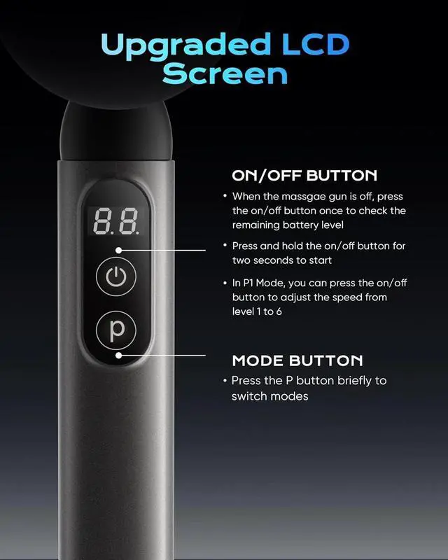 Alt view image 6 of 7 - Massage Gun with Upgraded Extended Handle, Back Massager for Deep Pain Relief