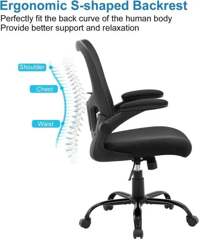 Alt view image 6 of 7 - Ergonomic Office Desk Chair Mesh Computer Chair w/Lumbar Support & Armrests