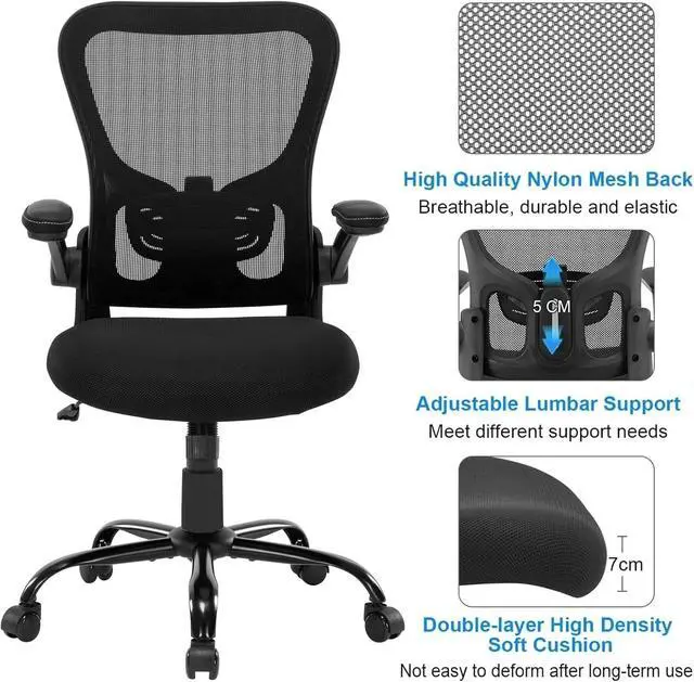 Alt view image 4 of 7 - Ergonomic Office Desk Chair Mesh Computer Chair w/Lumbar Support & Armrests