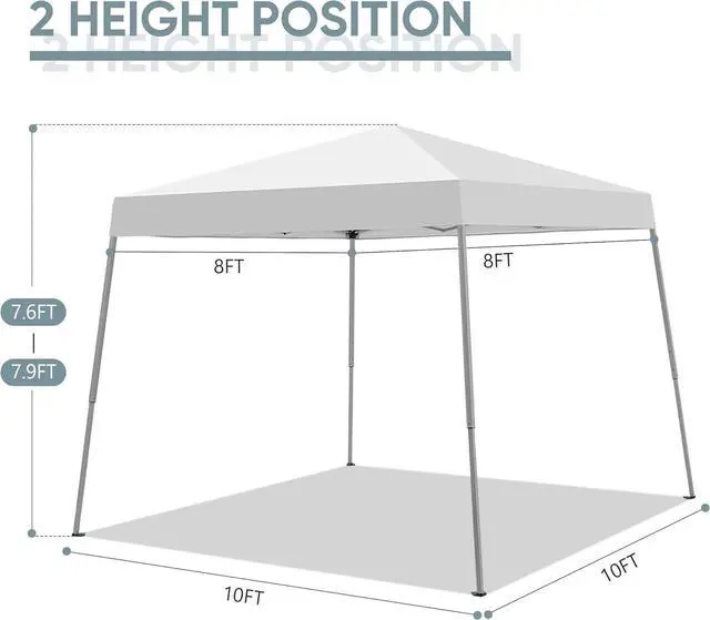 Alt view image 2 of 7 - 8x8ft Outdoor Pop Up Canopy Tent Portable Folding Gazebo Shelter w/Bag White