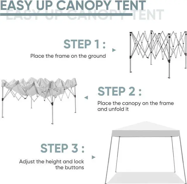 Alt view image 3 of 7 - 8x8ft Outdoor Pop Up Canopy Tent Portable Folding Gazebo Shelter w/Bag White