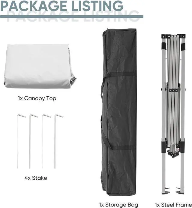 Alt view image 7 of 7 - 8x8ft Outdoor Pop Up Canopy Tent Portable Folding Gazebo Shelter w/Bag White