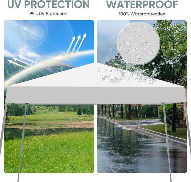 Alt view image 5 of 7 - 8x8ft Outdoor Pop Up Canopy Tent Portable Folding Gazebo Shelter w/Bag White