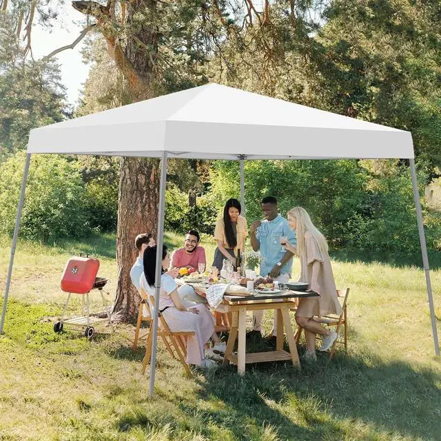 Alt view image 6 of 7 - 8x8ft Outdoor Pop Up Canopy Tent Portable Folding Gazebo Shelter w/Bag White