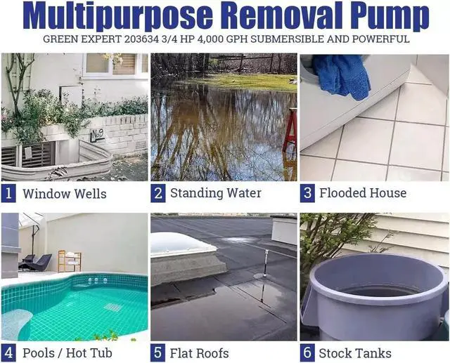 Alt view image 6 of 6 - 3/4HP Sump Pump Submersible Unique Flow Sensor Switch for Pools Hot Tub Backyard