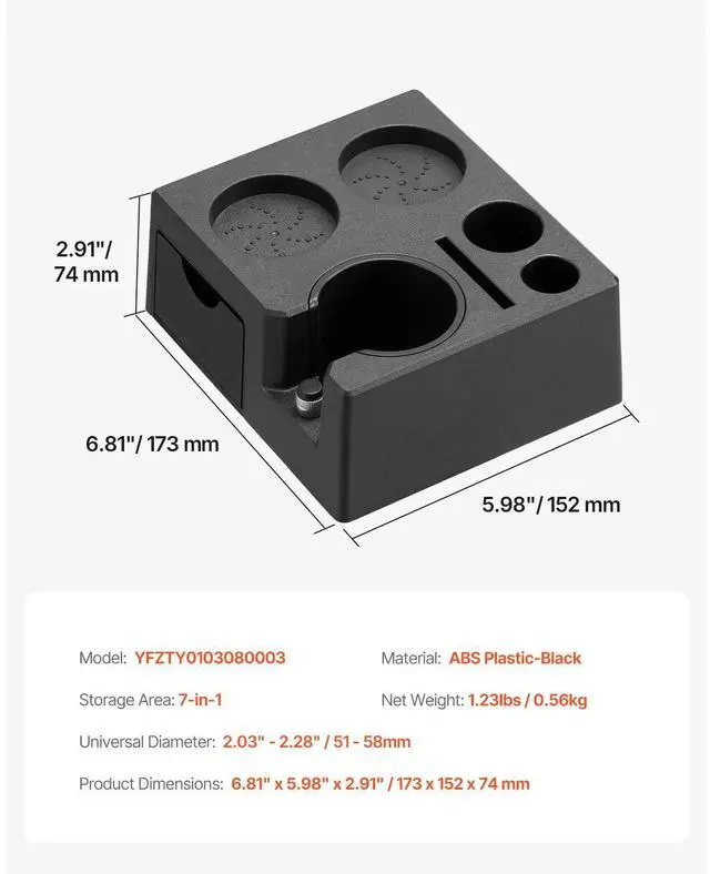 Alt view image 7 of 7 - 7-in-1 ABS Espresso Tamping Station 51-58 mm Station with Detachable Slot