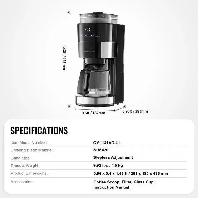 Alt view image 7 of 7 - Grind & Brew Coffee Maker 10 Cup Drip Coffee Machine w/ 3 Brew Strength Control