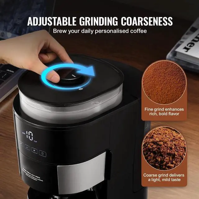 Alt view image 3 of 7 - Grind & Brew Coffee Maker 10 Cup Drip Coffee Machine w/ 3 Brew Strength Control