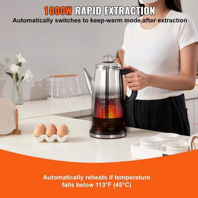 Alt view image 2 of 7 - 12-Cup Electric Percolator Coffee Pot with Stainless Steel Design