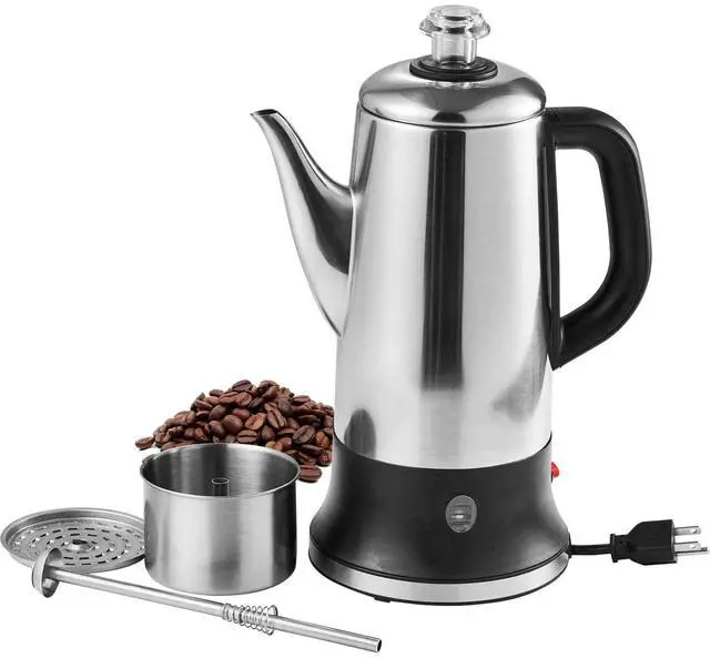Alt view image 7 of 7 - 12-Cup Electric Percolator Coffee Pot with Stainless Steel Design