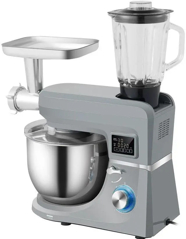Alt view image 7 of 7 - 3in1 Stand Mixer 7.4Qt LCD Screen Timing 6-Speed Dough Mixer w/ Grinder Juicer