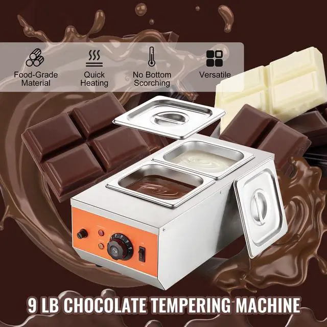 Alt view image 2 of 7 - Chocolate Tempering Machine Chocolate Melting Pot 9 Lbs 2 Tanks