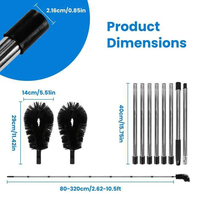 Alt view image 6 of 7 - 11.5FT Gutter Cleaning Brush Extendable Telescoping Handle Rain Gutter Cleaner