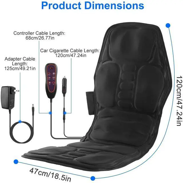 Alt view image 2 of 7 - Car Heated Full Body Massage Car Mat Back Support Massager Pinpoint Massage Safe