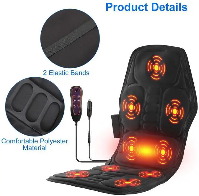 Alt view image 4 of 7 - Car Heated Full Body Massage Car Mat Back Support Massager Pinpoint Massage Safe