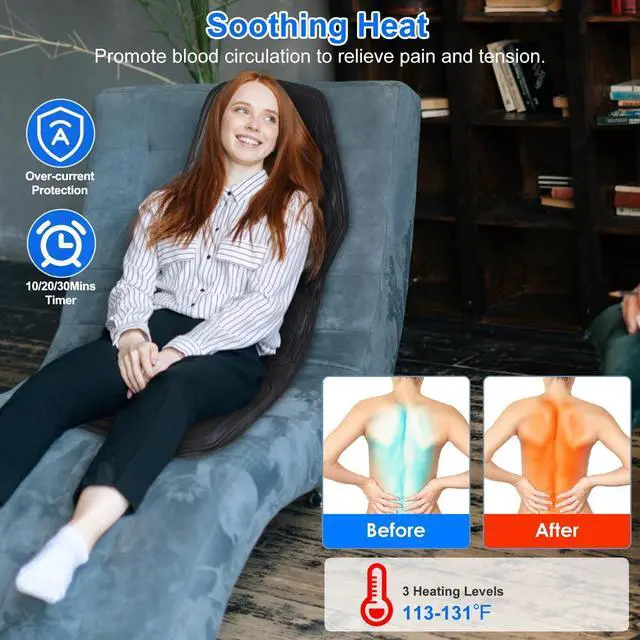 Alt view image 5 of 7 - Car Heated Full Body Massage Car Mat Back Support Massager Pinpoint Massage Safe