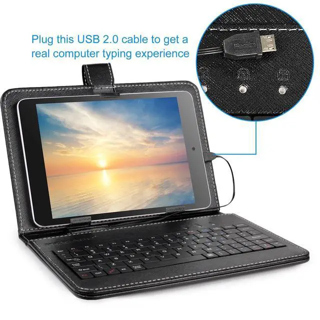 Alt view image 2 of 7 - Slim PU Leather Case Cover W/ Stand Keyboard USB 2.0 For 7.9" Android Tablet PC